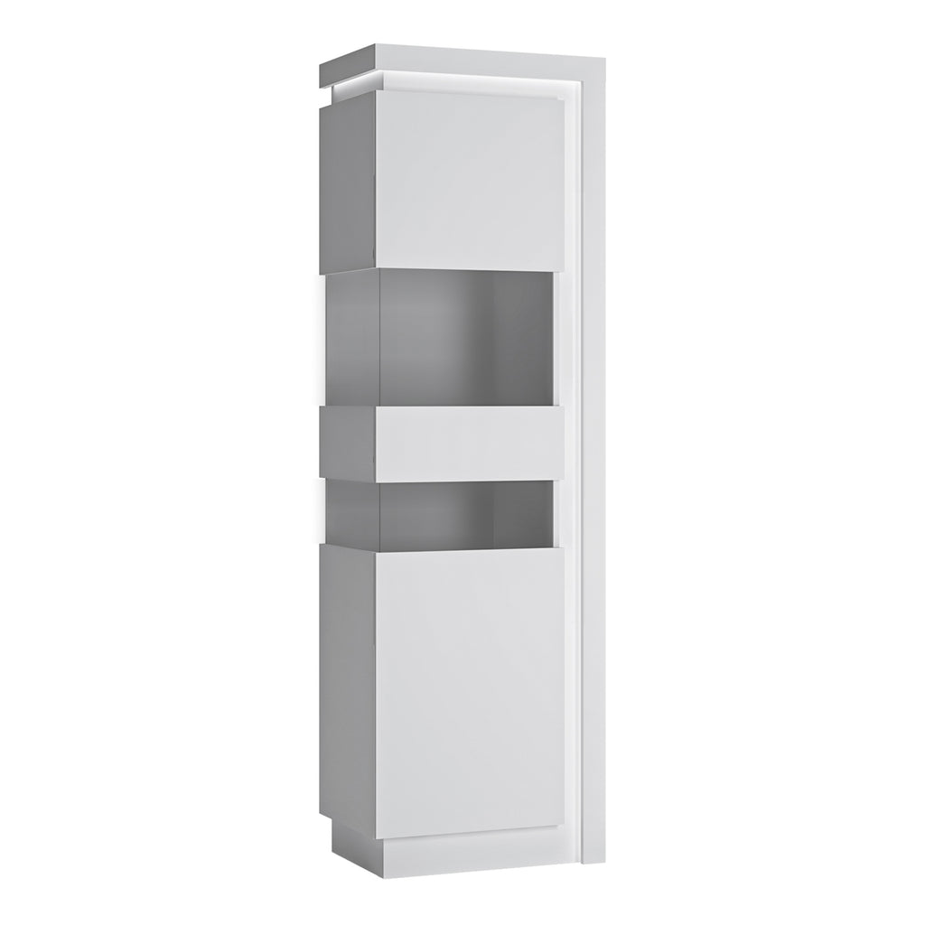 Lucille Tall Narrow Display Cabinet (LHD) (including LED lighting) in White and High Gloss