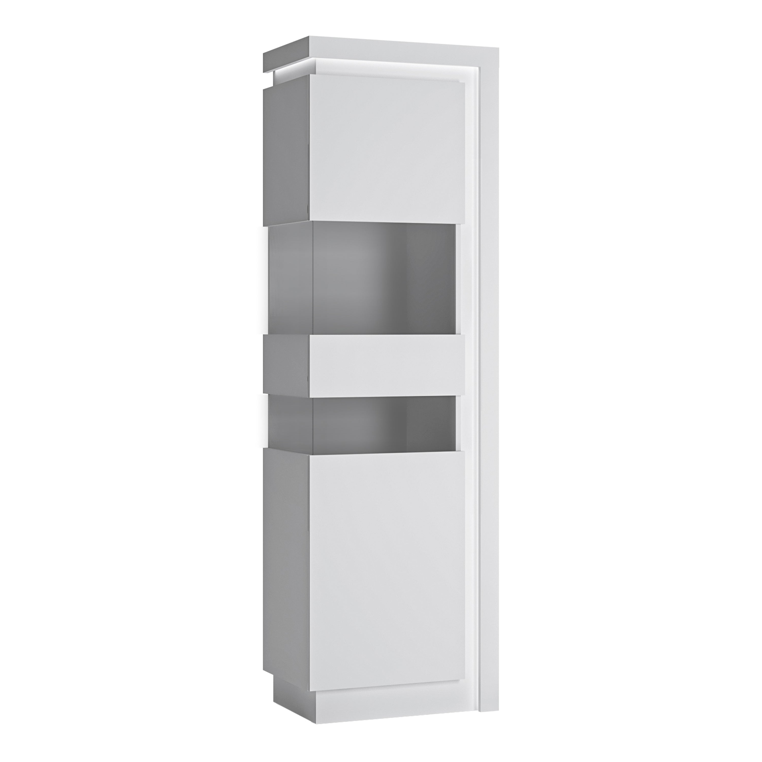 Lucille Tall Narrow Display Cabinet (LHD) (including LED lighting) in White and High Gloss