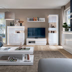 Lucille Tall Narrow Display Cabinet (LHD) (including LED lighting) in White and High Gloss