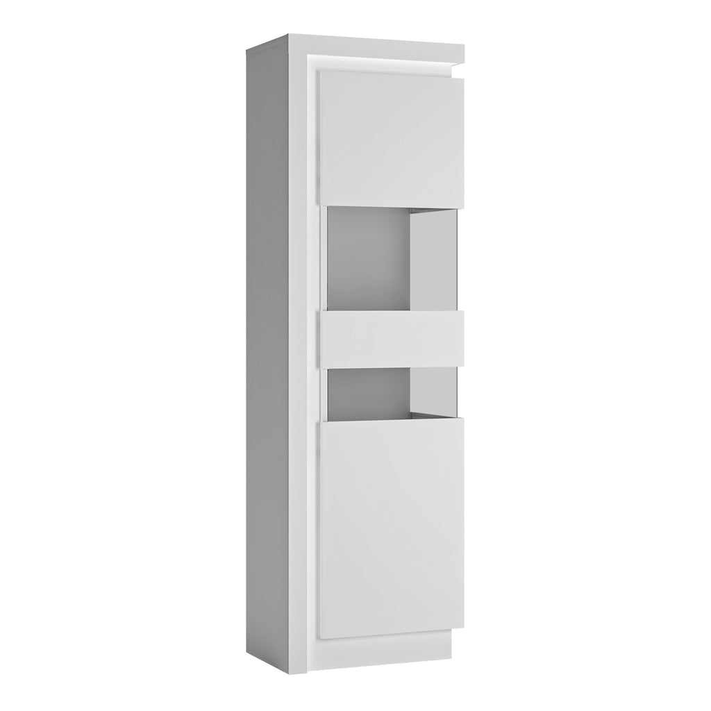 Lucille Tall Narrow Display Cabinet (RHD) (including LED lighting) in White and High Gloss