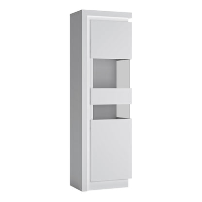 Lucille Tall Narrow Display Cabinet (RHD) (including LED lighting) in White and High Gloss