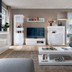 Lucille Tall Narrow Display Cabinet (RHD) (including LED lighting) in White and High Gloss