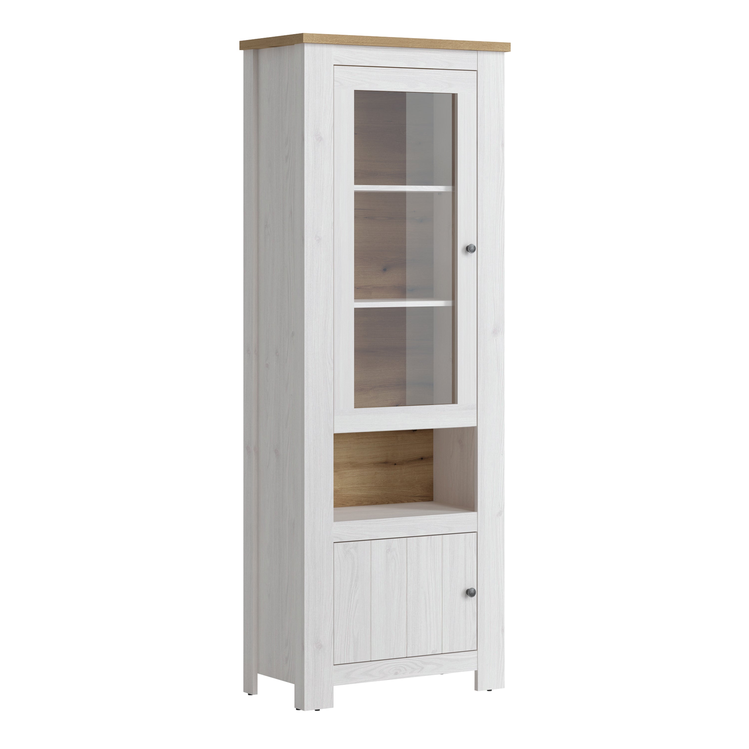 Cleo 2 Door Display Cabinet in White and Oak