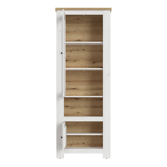 Cleo 2 Door Display Cabinet in White and Oak