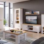 Cleo 2 Door Display Cabinet in White and Oak