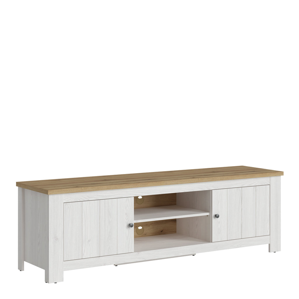 Cleo 2 Door Wide TV Unit in White and Oak (189cm)