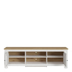 Cleo 2 Door Wide TV Unit in White and Oak (189cm)