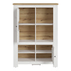 Cleo 2 Door 4 Shelves Cabinet in White and Oak
