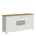 Cleo 2 Door 2 Drawer Sideboard with Wine Rack in White and Oak