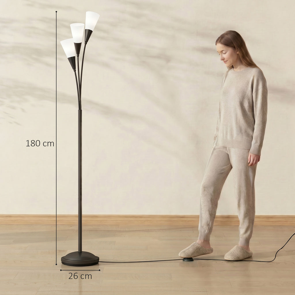 Modern Standing Lamp, 3-Light Upright Floor Lamps for Living Room, Black