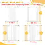 PawHut Pressure Fit Dog Stair Gate No Drilling Safety Gate Auto Close for Doorways, Hallways, 74-100cm Adjustable, 94cm Tall, White