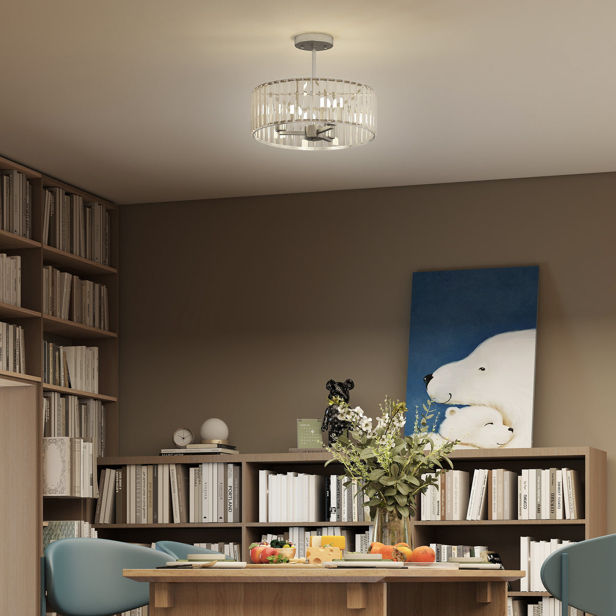 Crystal Ceiling Light Fixture, Semi Flush Mount Modern Crystal Chandelier Ceiling Light for Living Room, Bedroom, Hallway, Dining Room, E14 Base 3-Lights, Bulbs Not Included, Silver Tone