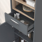 HOMCOM Tall Bathroom Storage Cabinet with MDF Triamine Board and Waterproof Sticker - Matte Grey