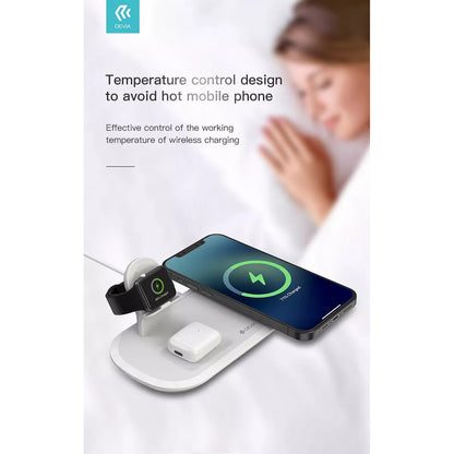 Devia 15W Triple Wireless Magnetic Charging Pad for Apple iPhone, Airpods & Watch