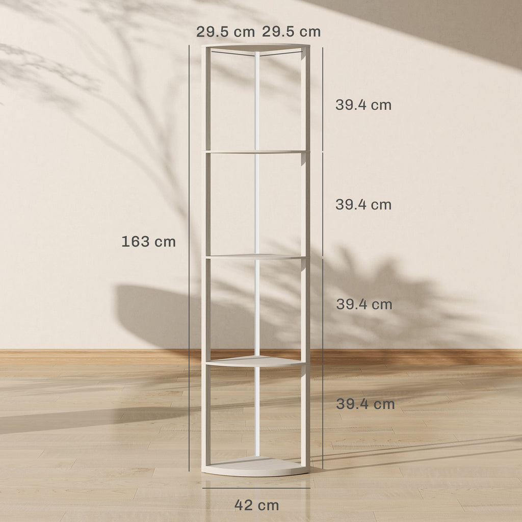 RGB LED Floor Lamp with Shelves, 4-Tier Dimmable Standing Lamp with Remote Control, Oak