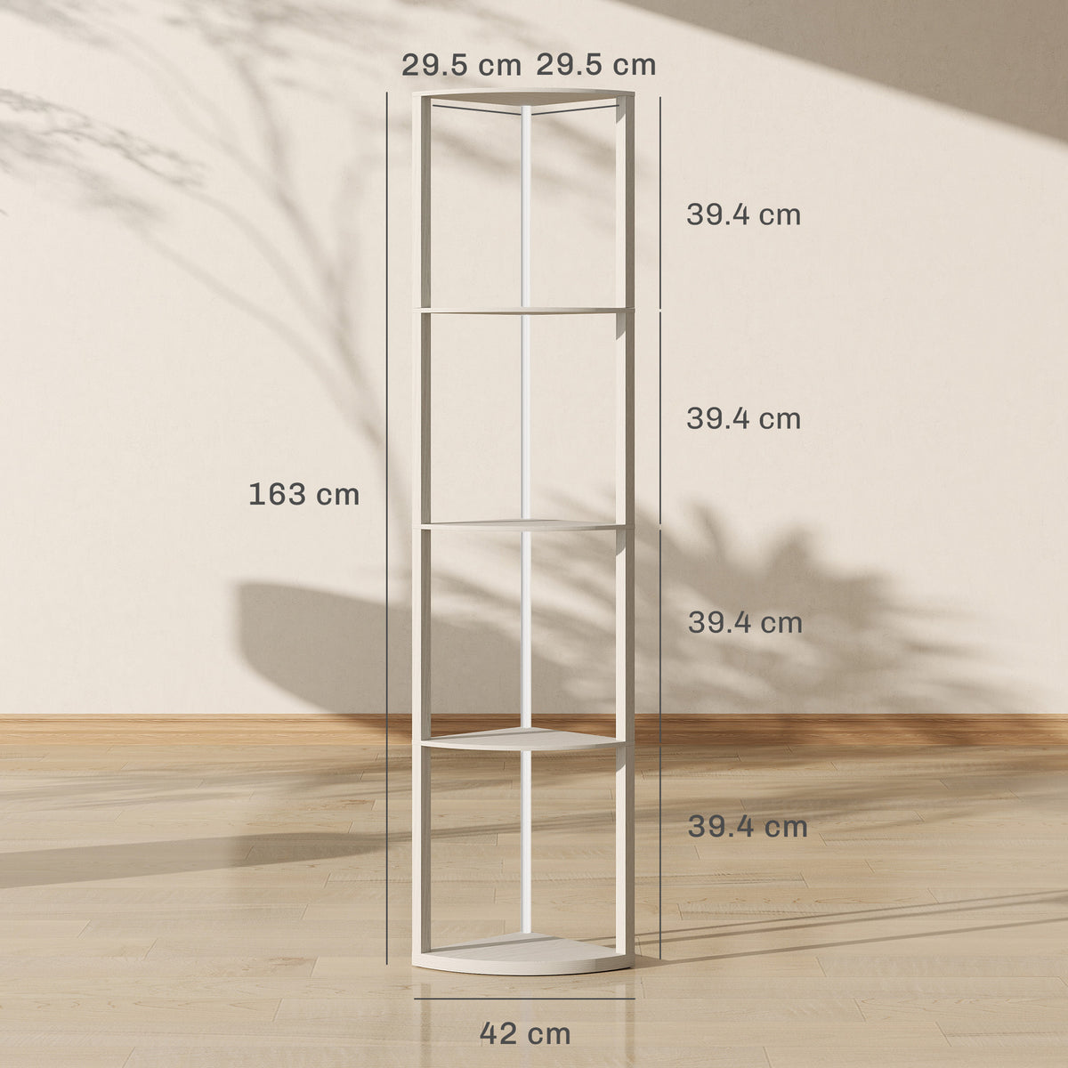 RGB LED Floor Lamp with Shelves, 4-Tier Dimmable Standing Lamp with Remote Control, Oak