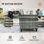 Outsunny 5-Piece Rattan Patio Furniture Set with Gas Fire Pit Table, Loveseat Sofa, Armchairs, Cushions, Pillows, Grey