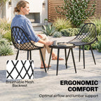 Outsunny 3-Piece Outdoor Bistro Set with 2 Chairs and Round Table for Garden, Balcony, Porch, Black