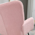 HOMCOM Soft Fleecey Rocking Wingback Chair - Pink