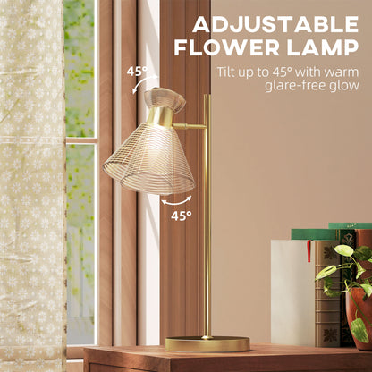 Modern Table Lamp, Bedside Lamp with Adjustable Flower-Shaped Head and E27 Socket for Living Room Bedroom Study, Bulb Not Included, Gold Tone