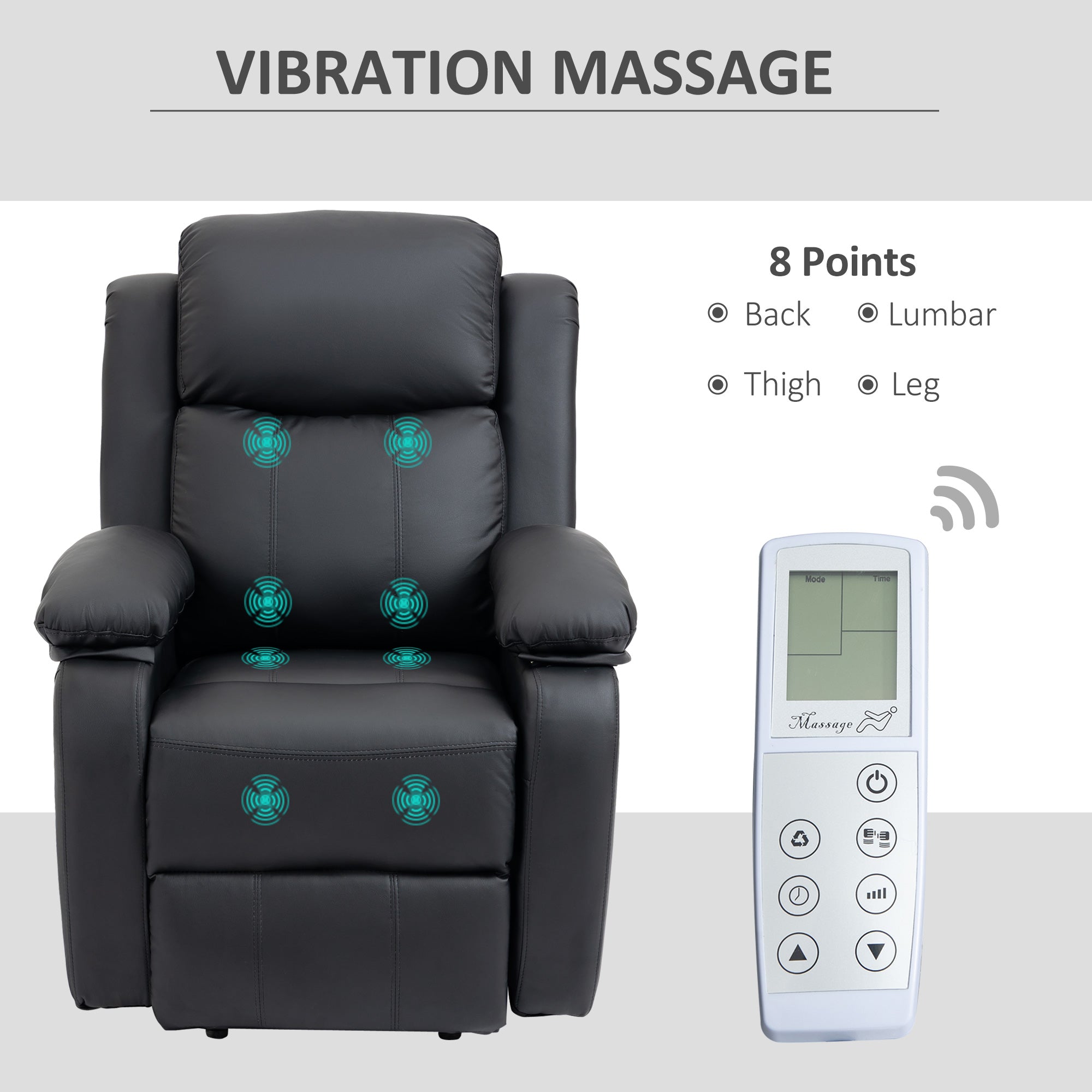 HOMCOM Riser and Recliner Chair with Vibration Massage, PU Leather Power Lift Chair for Elderly, Black