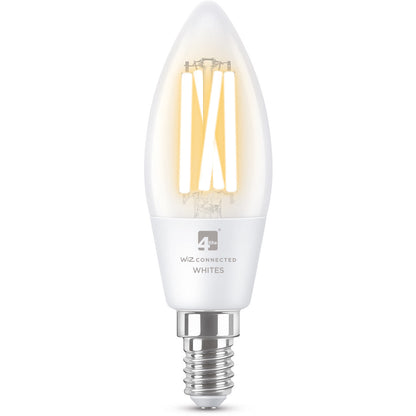 4lite WiZ Connected C35 Candle Filament White WiFi LED Smart Bulb - E14 Small Screw