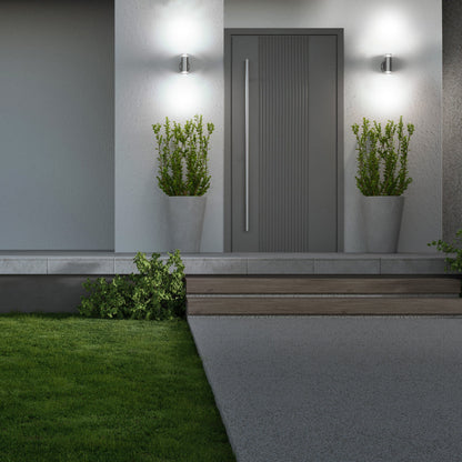 4lite Marinus GU10 Bi-Directional Outdoor Wall Light without PIR - Stainless Steel