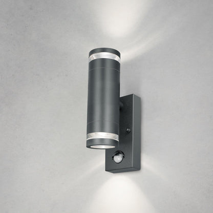 4lite Marinus GU10 Bi-Directional Outdoor Wall Light with PIR - Anthracite