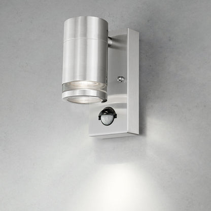 4lite Marinus GU10 Single Direction Outdoor Wall Light with PIR - Stainless Steel