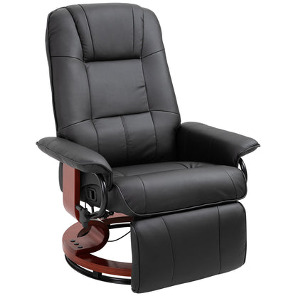 Reclining Swivel Chair, with Footrest - Black