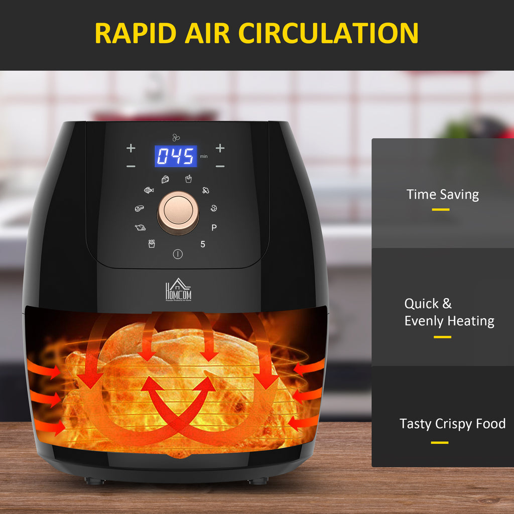 5.5L 1700W Air Fryer, with Digital Display, 80-200? Temperature