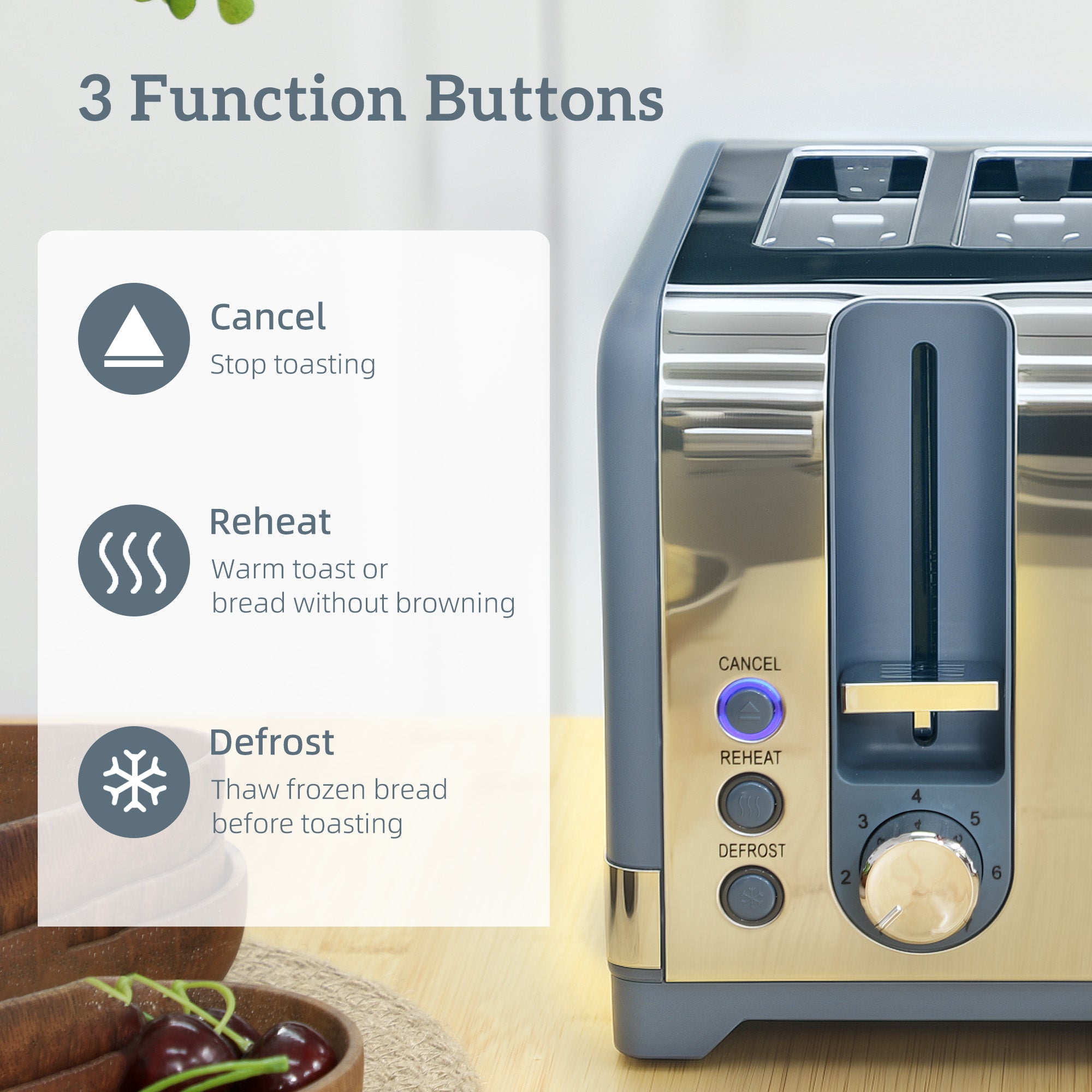 Sleek Textured Kettle and Four-Slice Toaster Set - Blue