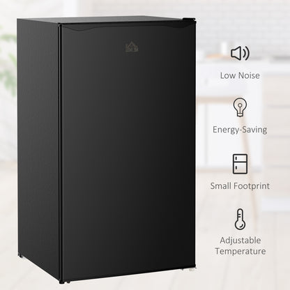 Under Counter Fridge, 91L Small Fridge with Chiller Box, Removable Shelf, Reversible Door, Adjustable Legs, Mini Refrigerator, Black