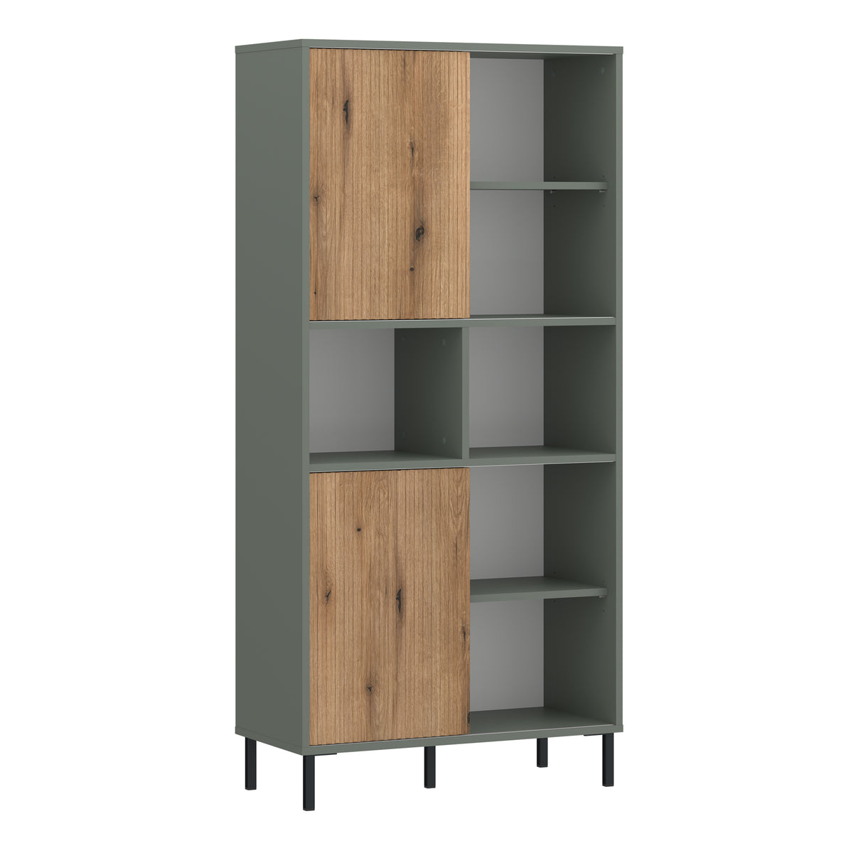 Danica Bookcase 2 Door in Green/Oak