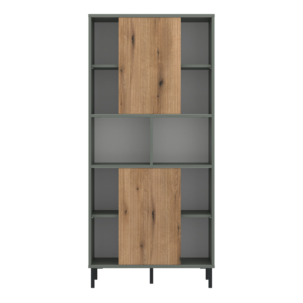 Danica Bookcase 2 Door in Green/Oak