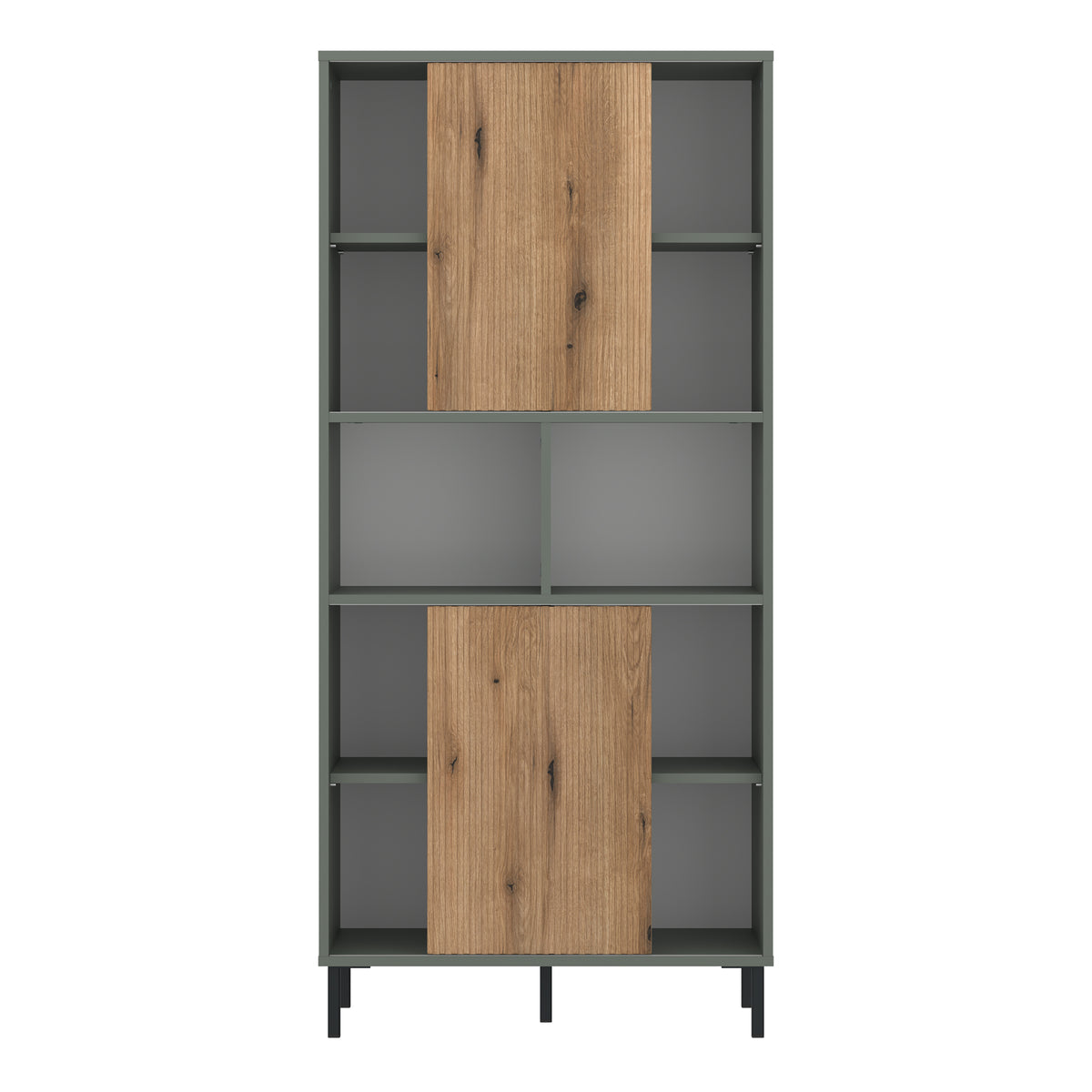 Danica Bookcase 2 Door in Green/Oak