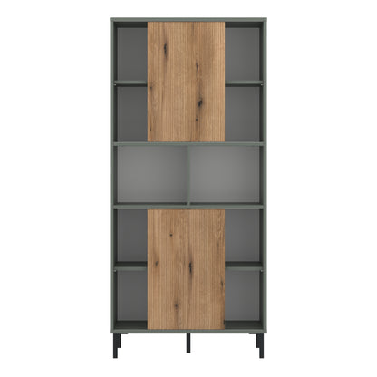 Danica Bookcase 2 Door in Green/Oak
