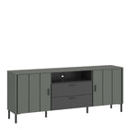 Atticus TV Cabinet 2 Door 2 Drawer 158cm Wide in Green/Grey