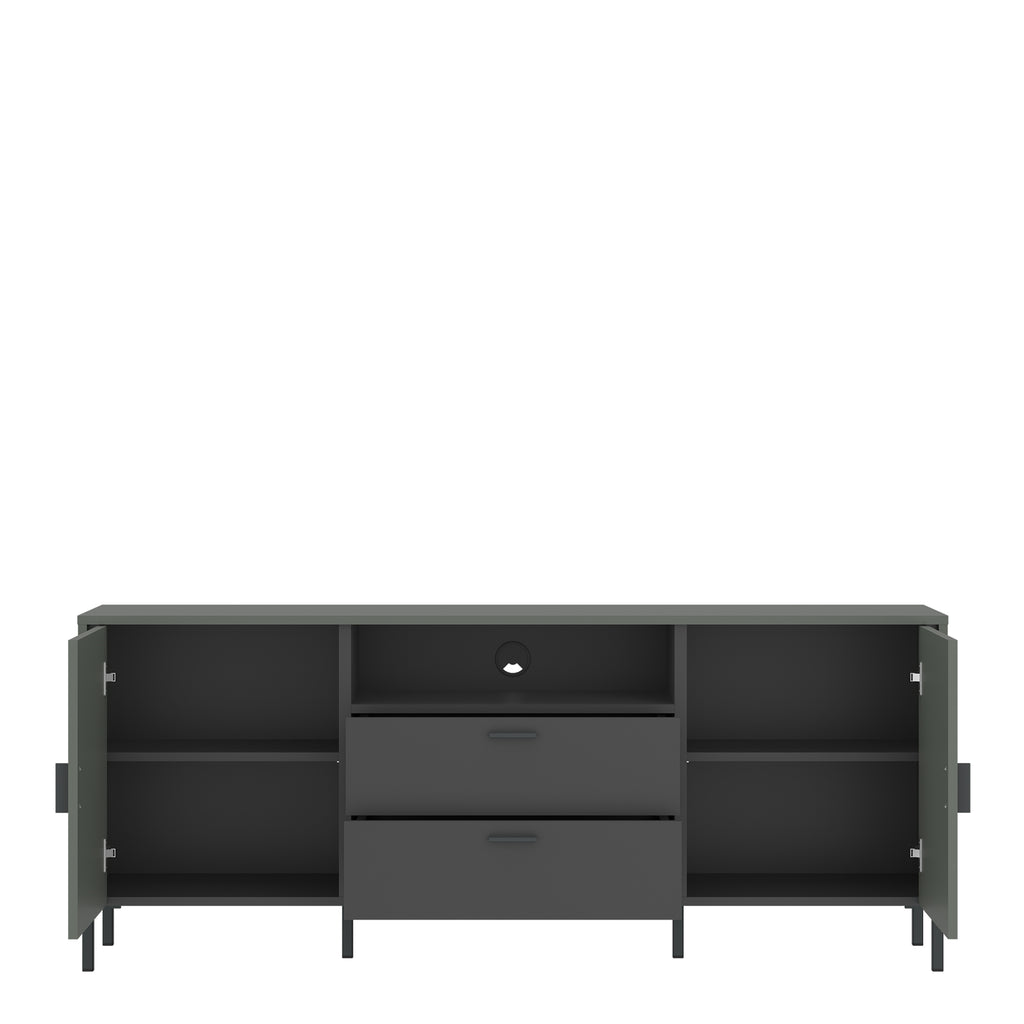 Atticus TV Cabinet 2 Door 2 Drawer 158cm Wide in Green/Grey