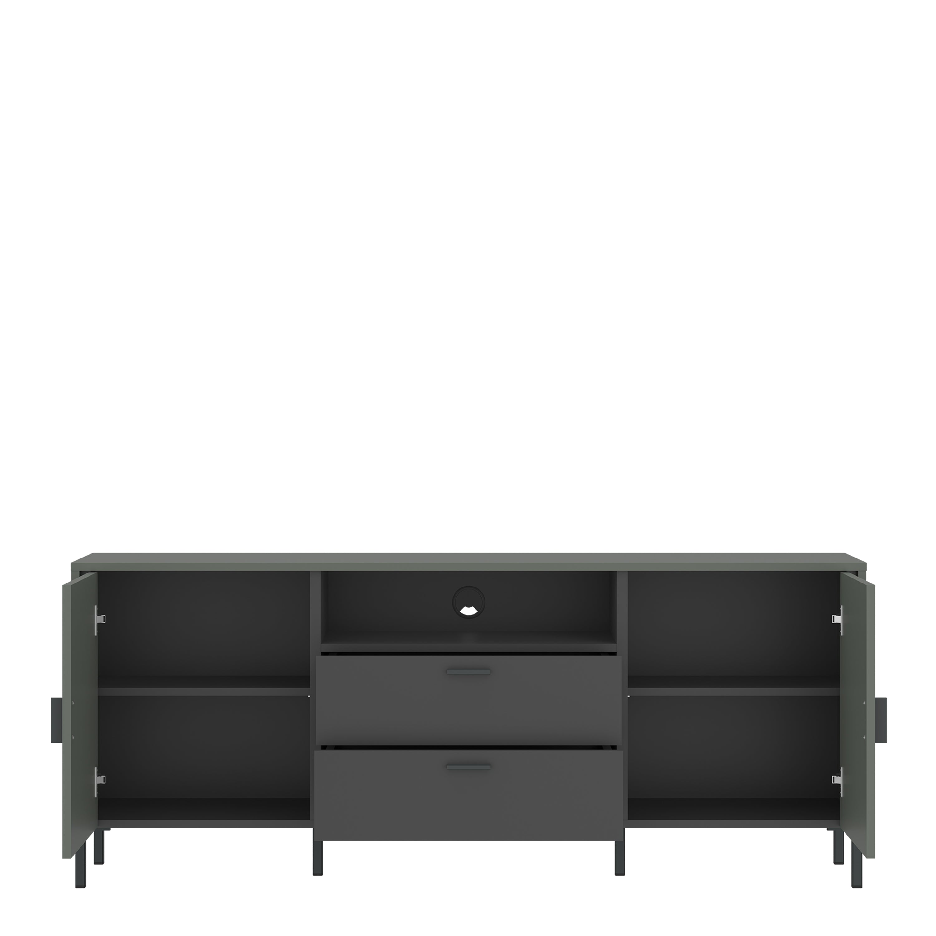 Atticus TV Cabinet 2 Door 2 Drawer 158cm Wide in Green/Grey