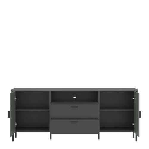 Atticus TV Cabinet 2 Door 2 Drawer 158cm Wide in Green/Grey