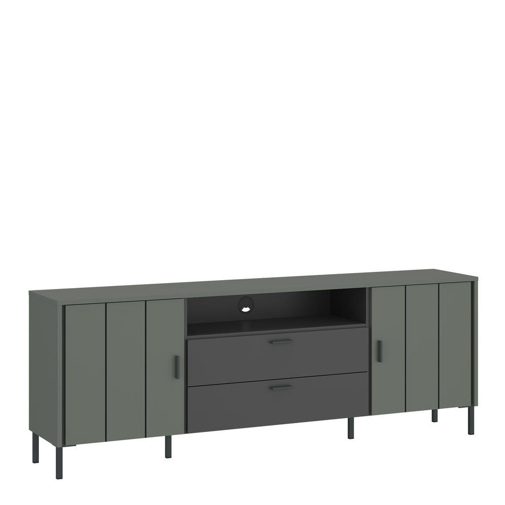 Atticus TV Cabinet 2 Door 2 Drawer 173cm wide 65cm High in Green/Grey