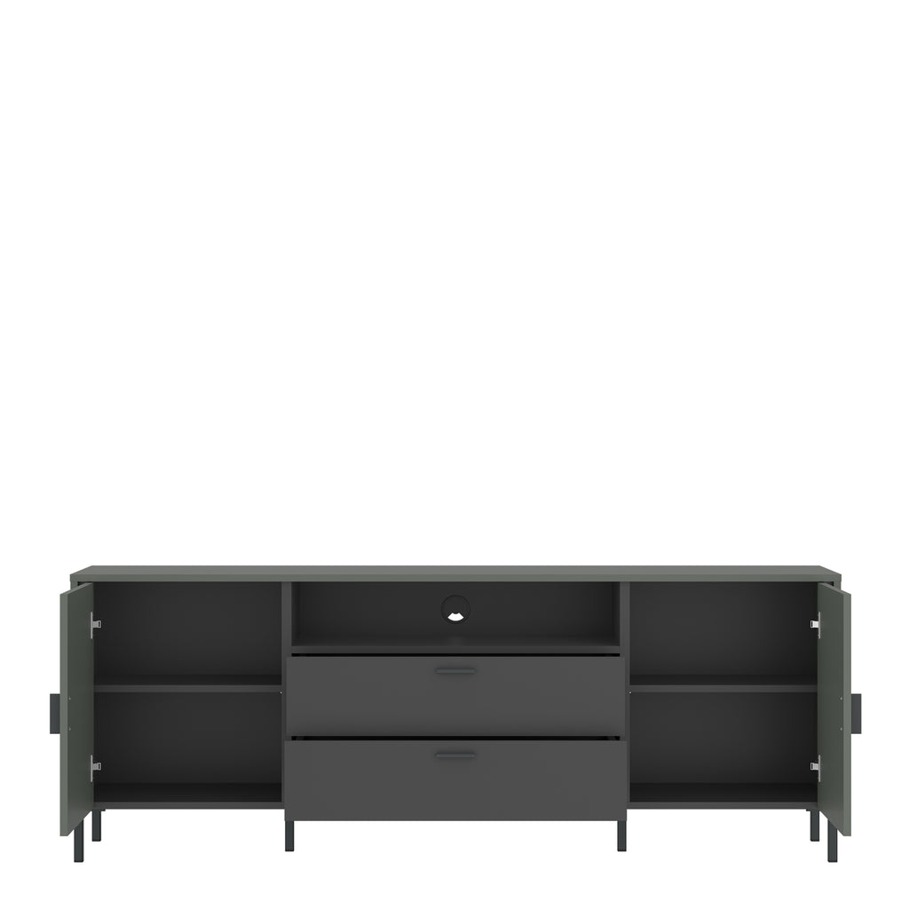 Atticus TV Cabinet 2 Door 2 Drawer 173cm wide 65cm High in Green/Grey