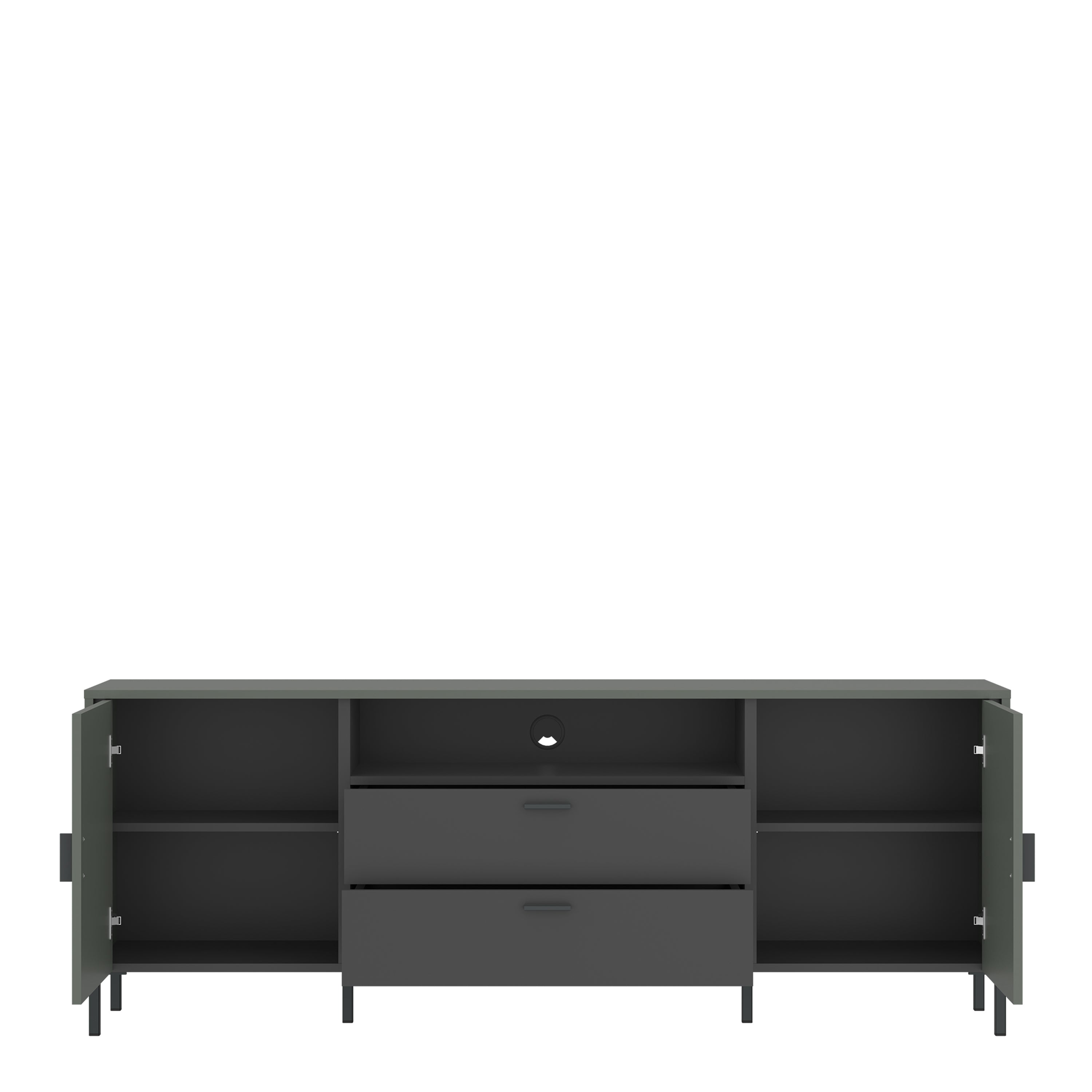 Atticus TV Cabinet 2 Door 2 Drawer 173cm wide 65cm High in Green/Grey