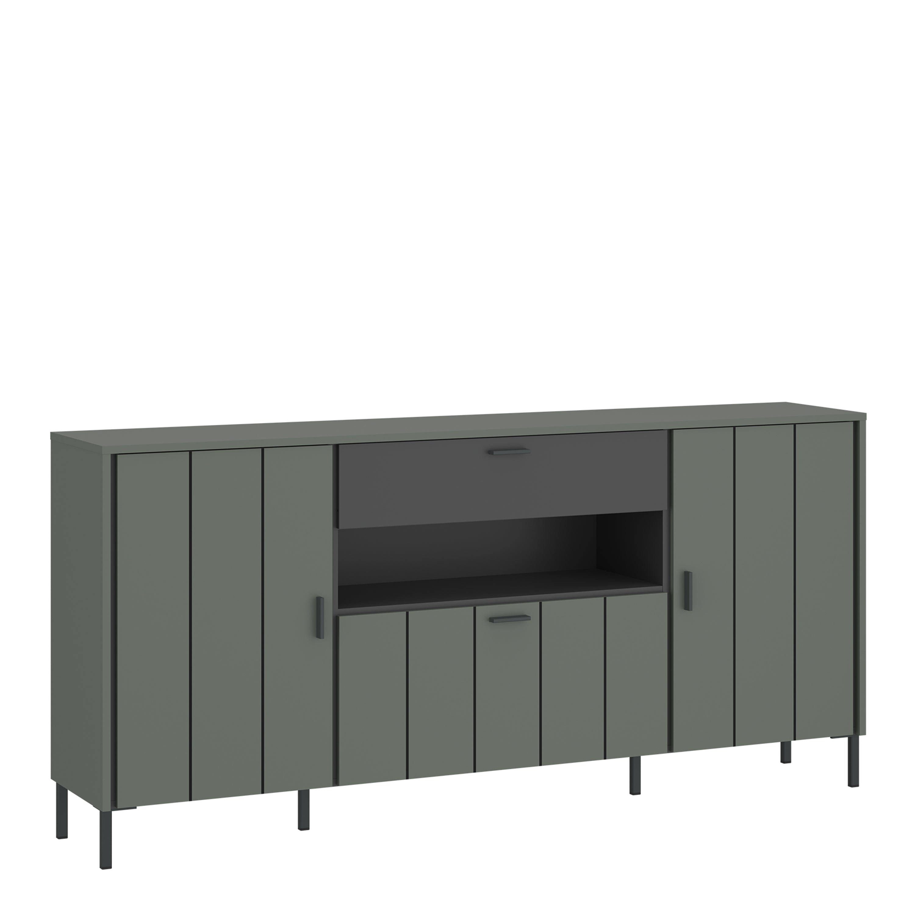 Atticus Sideboard 2 Door 1 Flap 1 Drawer in Green/Grey