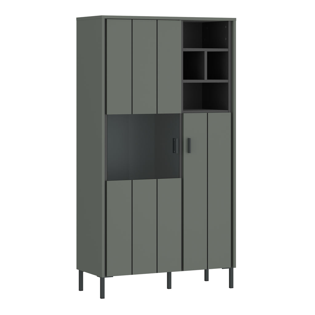 Atticus 2 Door Display Cabinet in Green/Grey
