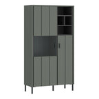 Atticus 2 Door Display Cabinet in Green/Grey