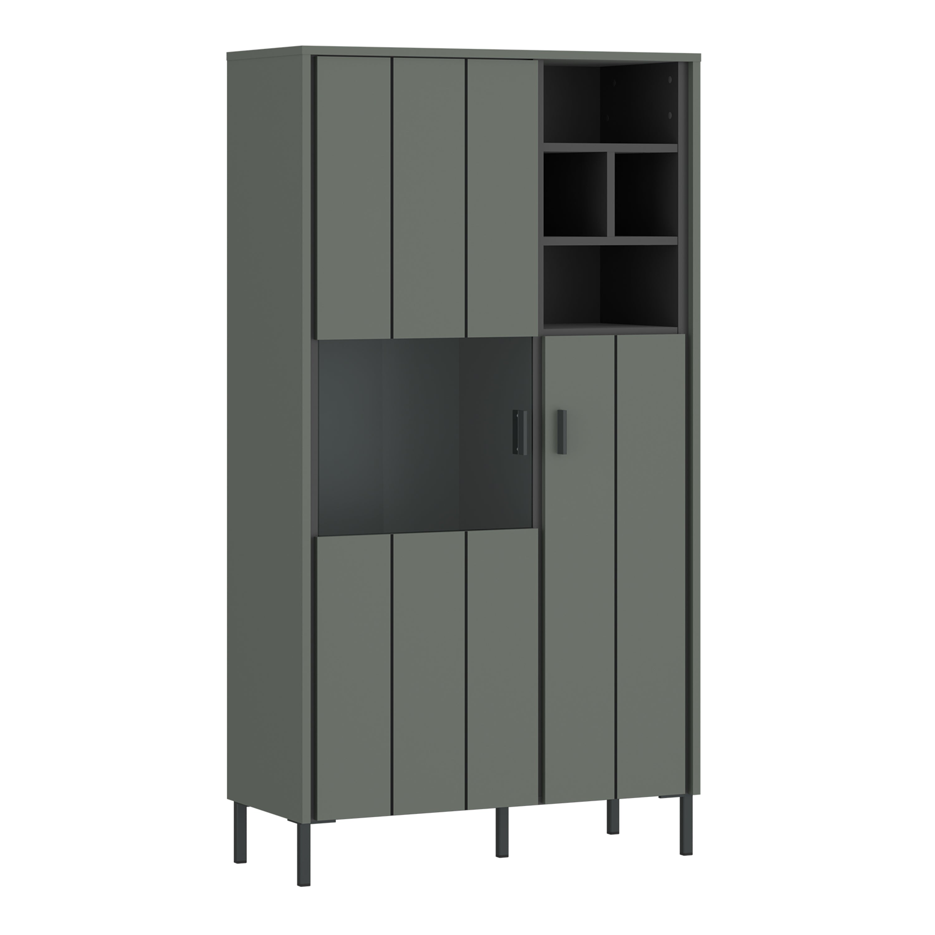 Atticus 2 Door Display Cabinet in Green/Grey