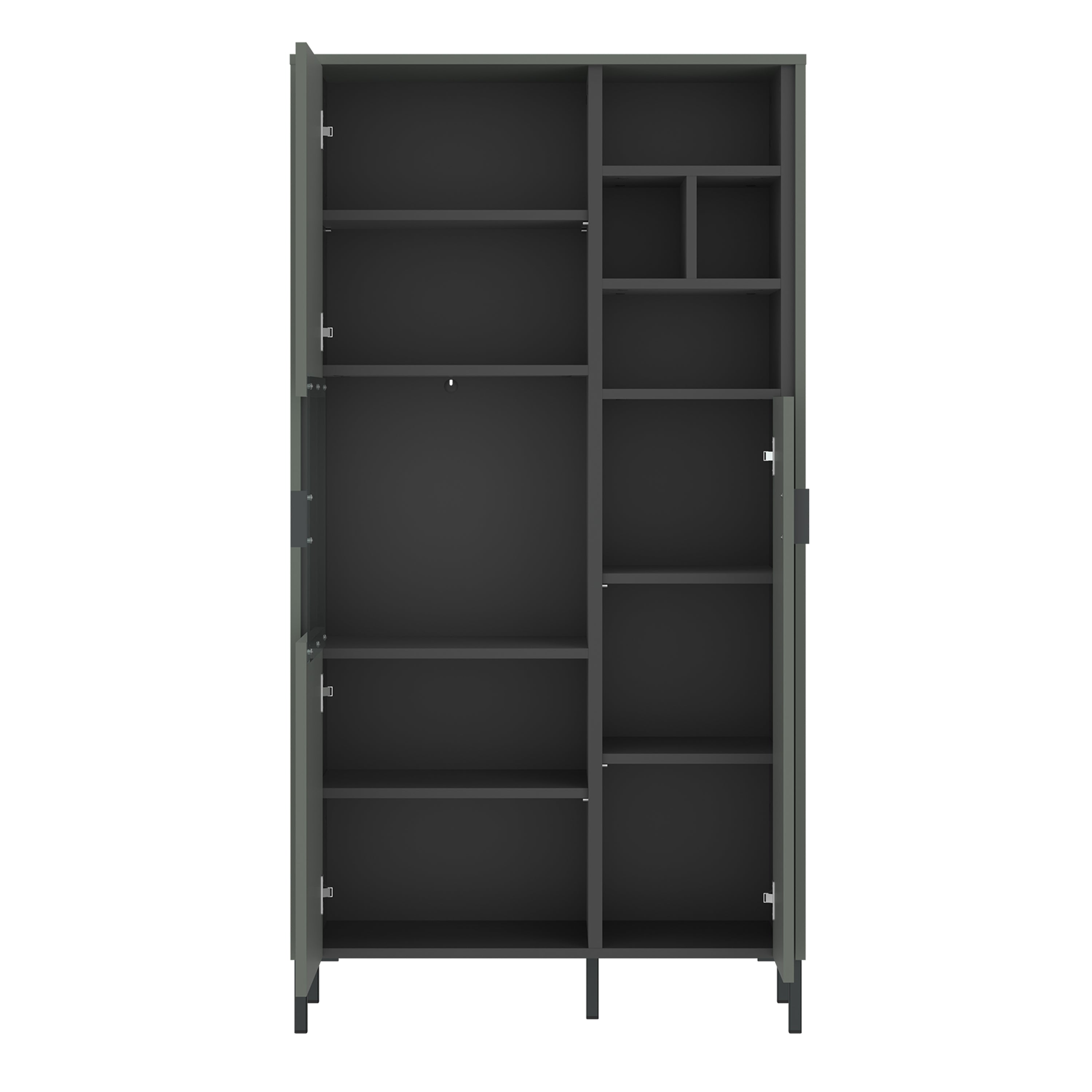 Atticus 2 Door Display Cabinet in Green/Grey