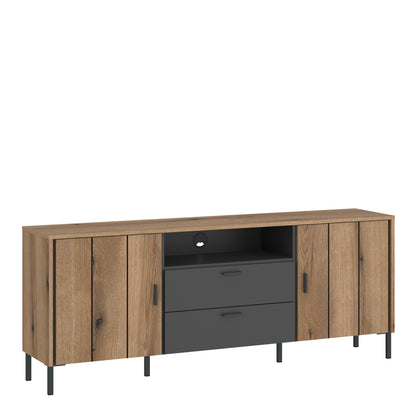 Atticus TV Cabinet 2 Door 2 Drawer 158cm Wide in Oak/Grey